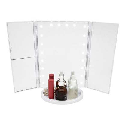 Foldable Compact LED Mirror - White