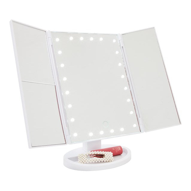 Foldable Compact LED Mirror - White