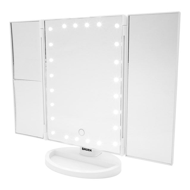 Foldable Compact LED Mirror - White