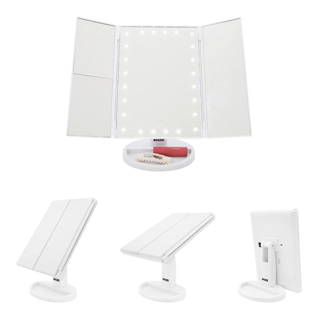 Foldable Compact LED Mirror - White