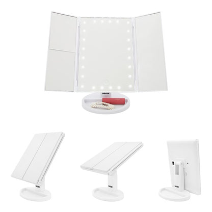 Foldable Compact LED Mirror - White