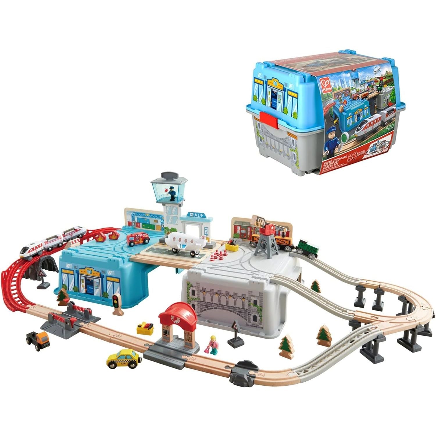 Hape Mega Metropolis Train Bucket Set