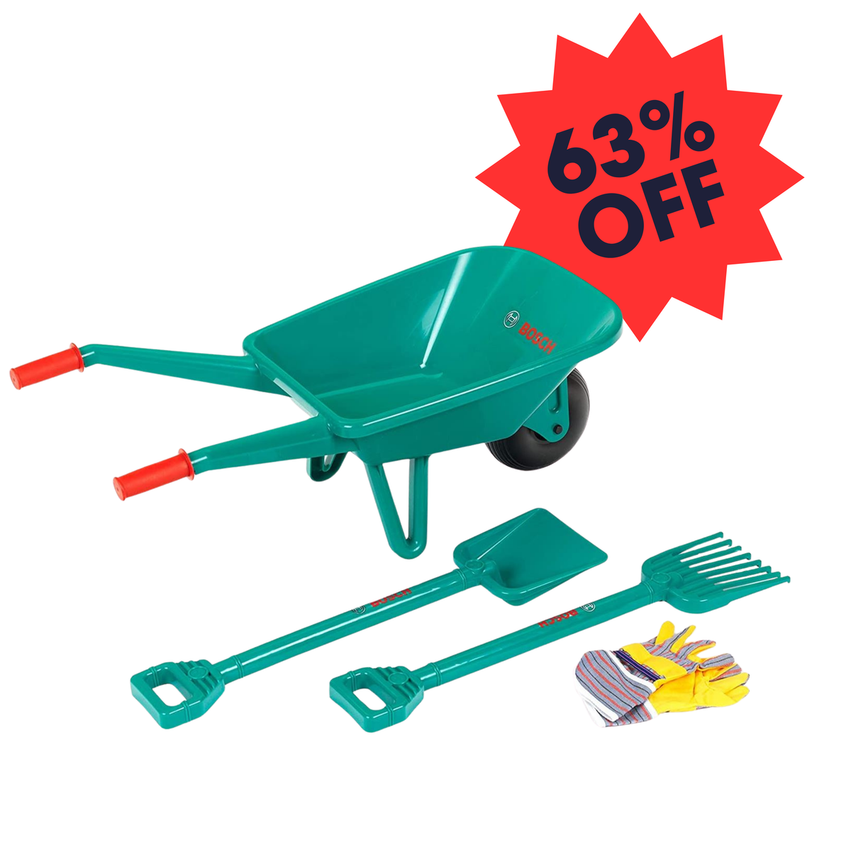 Childrens Bosch Gardener Set with Wheelbarrow 4pcs
