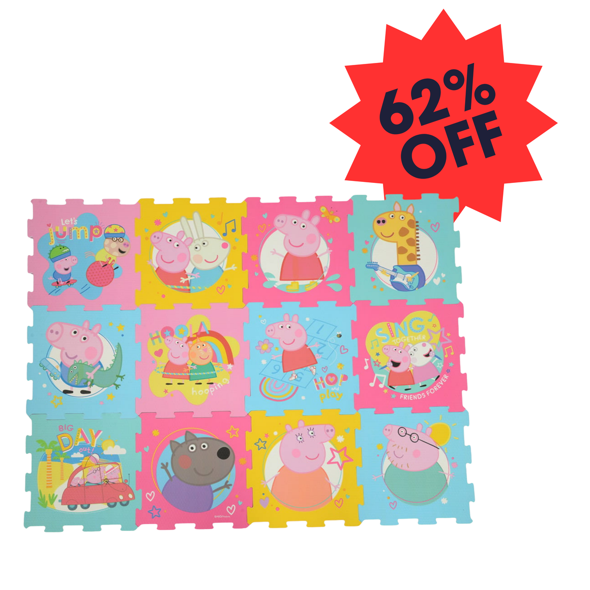 Peppa Pig Foam Play Mat Soft Tiles 12 Pieces