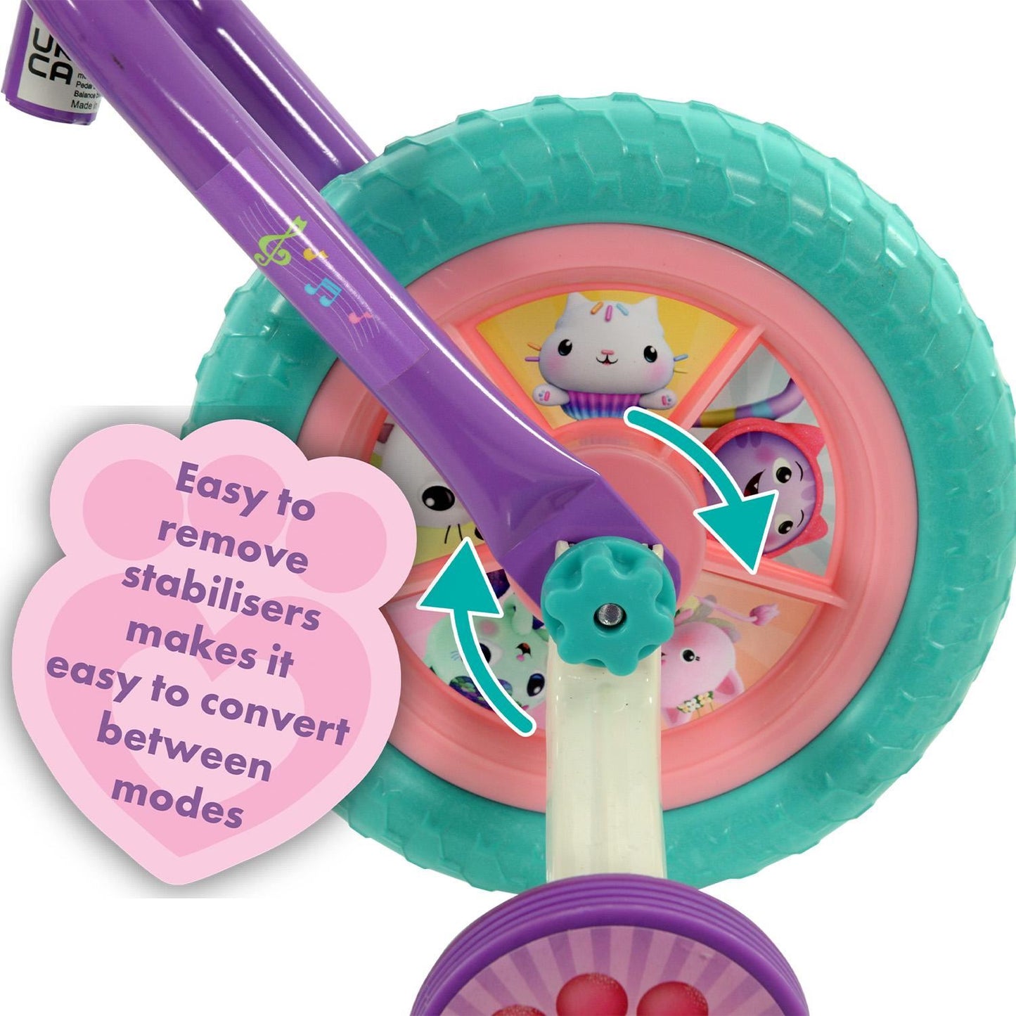 Gabby's Dollhouse 2-in-1 10" Balance Bike and Training Bike