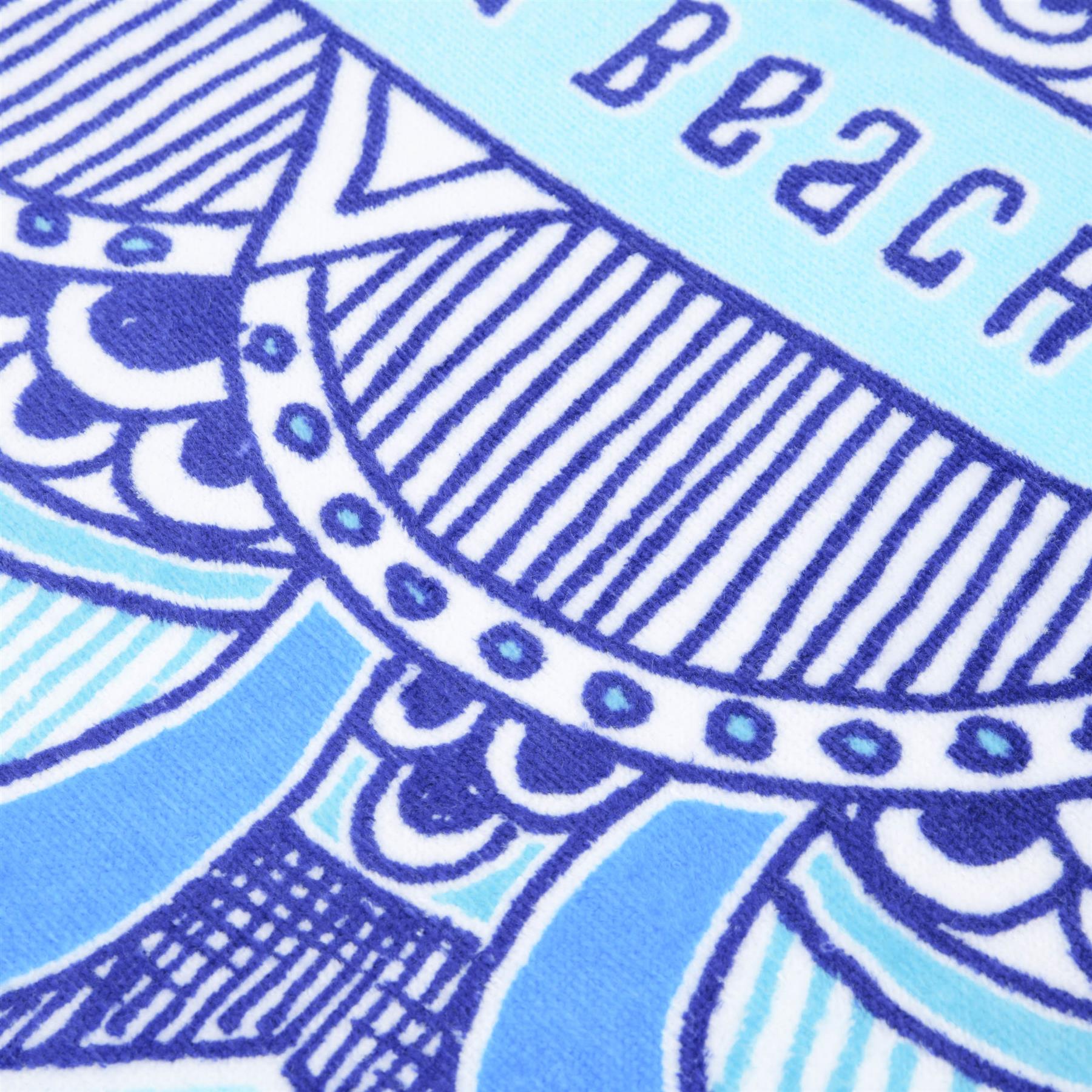 Volkswagen Peace & Love Beach Towel Round White Fringed