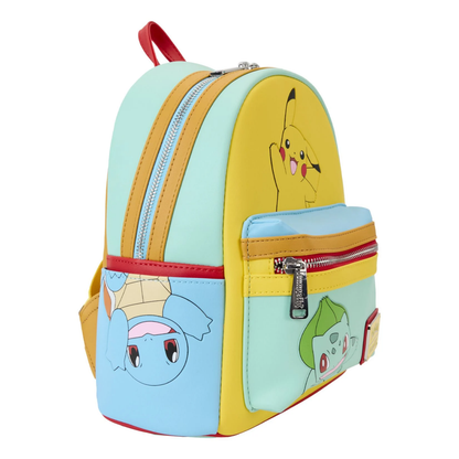 Loungefly - Pikachu, Bulbasaur, Squirtle, Charmander, and Eevee Colour Block Mini Backpack - Pokémon