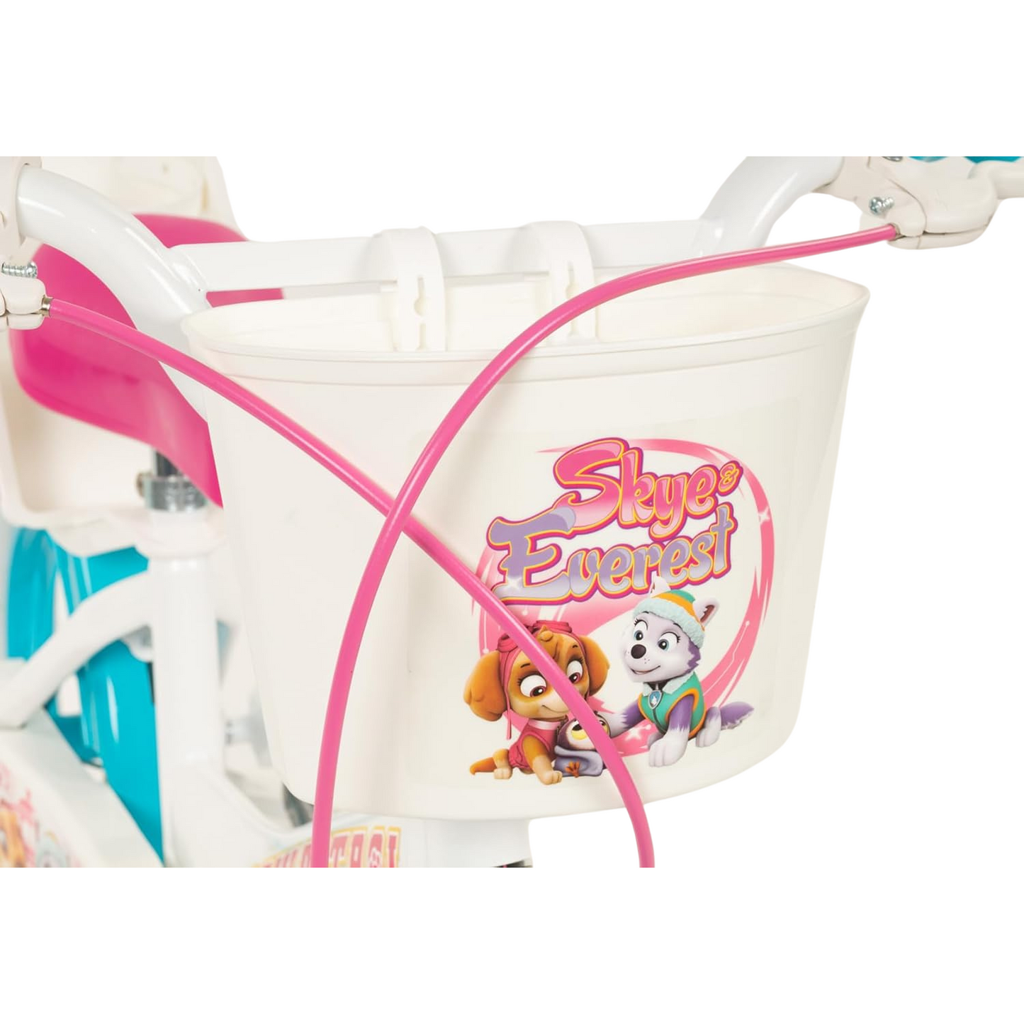 Toimsa Paw Patrol Skye and Everest, 14" Bicycle with Basket, Doll Seat and Training Wheel Stabilisers