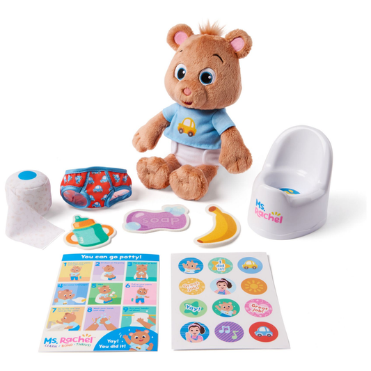 Ms. Rachel Official Potty Time with Bean, 11” Plush Teddy Bear with Play Toilet & Accessories