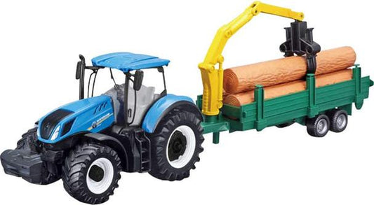 New Holland Tractor with Log Loader and Trailer T7.315 10cm