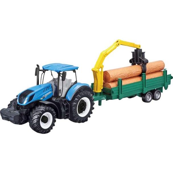 New Holland Tractor with Log Loader and Trailer T7.315 10cm