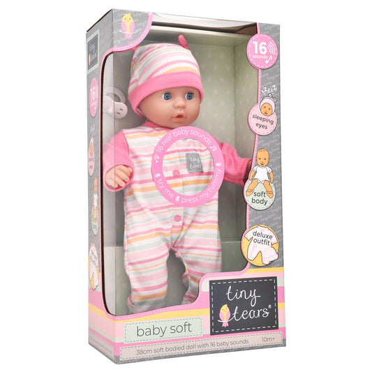 Tiny Tears 15'' Baby Soft Tiny Tears with 16 Sounds