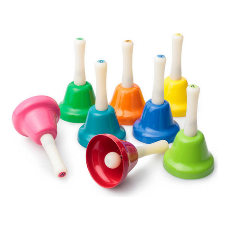 8 Rainbow Music Bells Musical Pre School Hand Bells Jingle Kids Toy