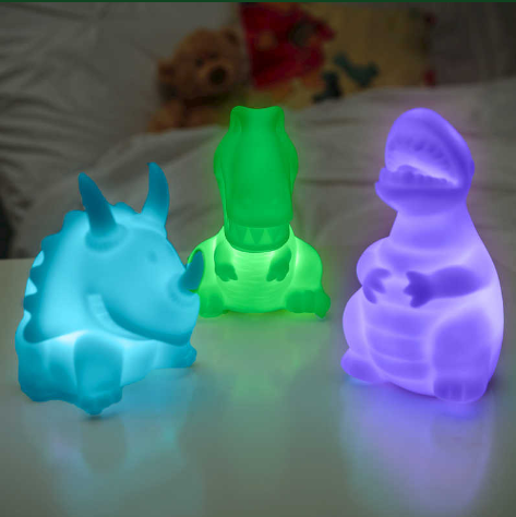 Colorful Dino Night Lights 3 Pack Lamp Kids Bedroom Xmas Decor