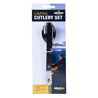 Milestone Camping Utensil Fork Knife Spoon Bottle Opener Cutlery Set