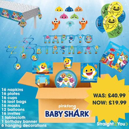 122 Pcs Baby Shark Complete Birthday Party in a Box