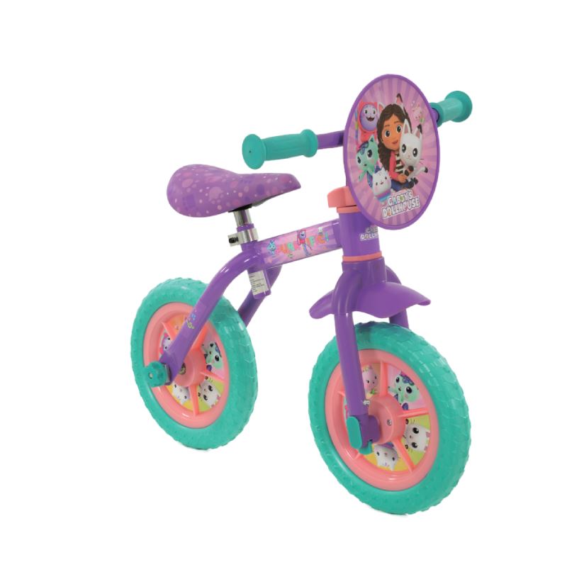 Gabby's Dollhouse 2-in-1 10" Balance Bike and Training Bike