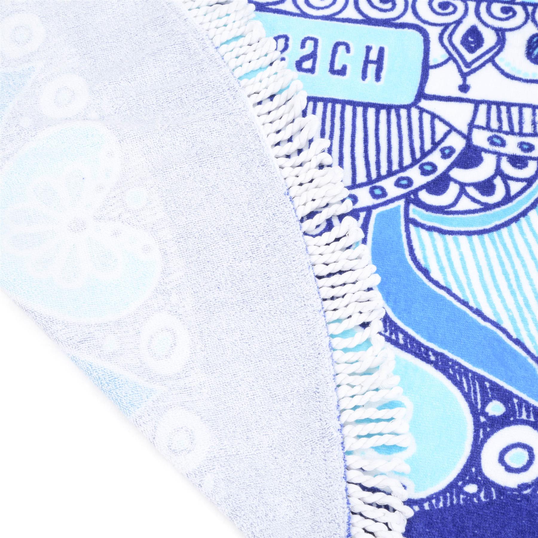 Volkswagen Peace & Love Beach Towel Round White Fringed