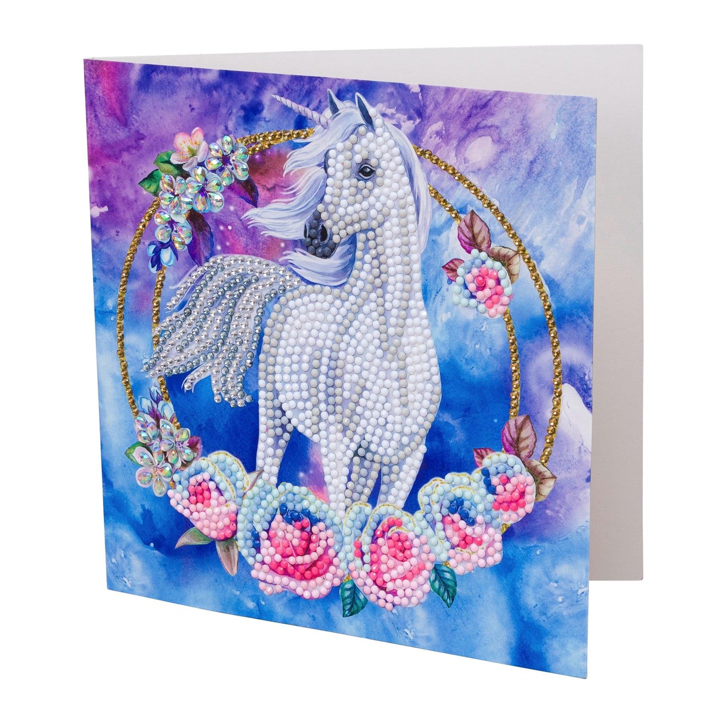 Unicorn Garland 18x18cm Crystal Art Card