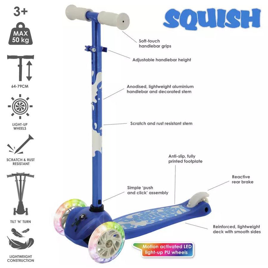Squish Mini Flex LED Tilt Scooter Blue