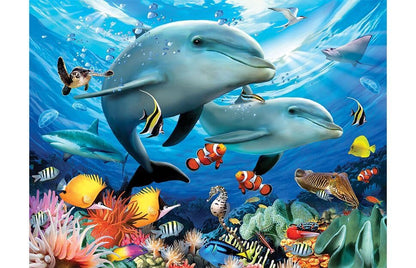 Beneath The Waves Dolphins Kids Adults Jigsaw Puzzle