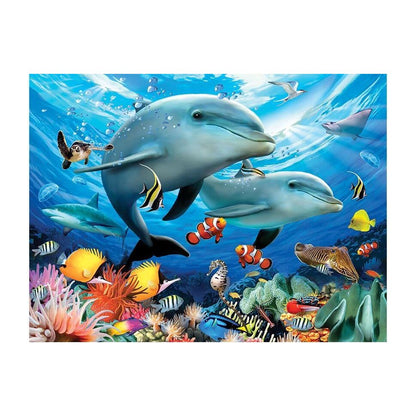 Beneath The Waves Dolphins Kids Adults Jigsaw Puzzle