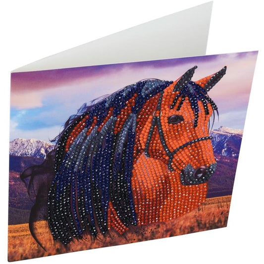 Horse 18x18cm Crystal Art Card
