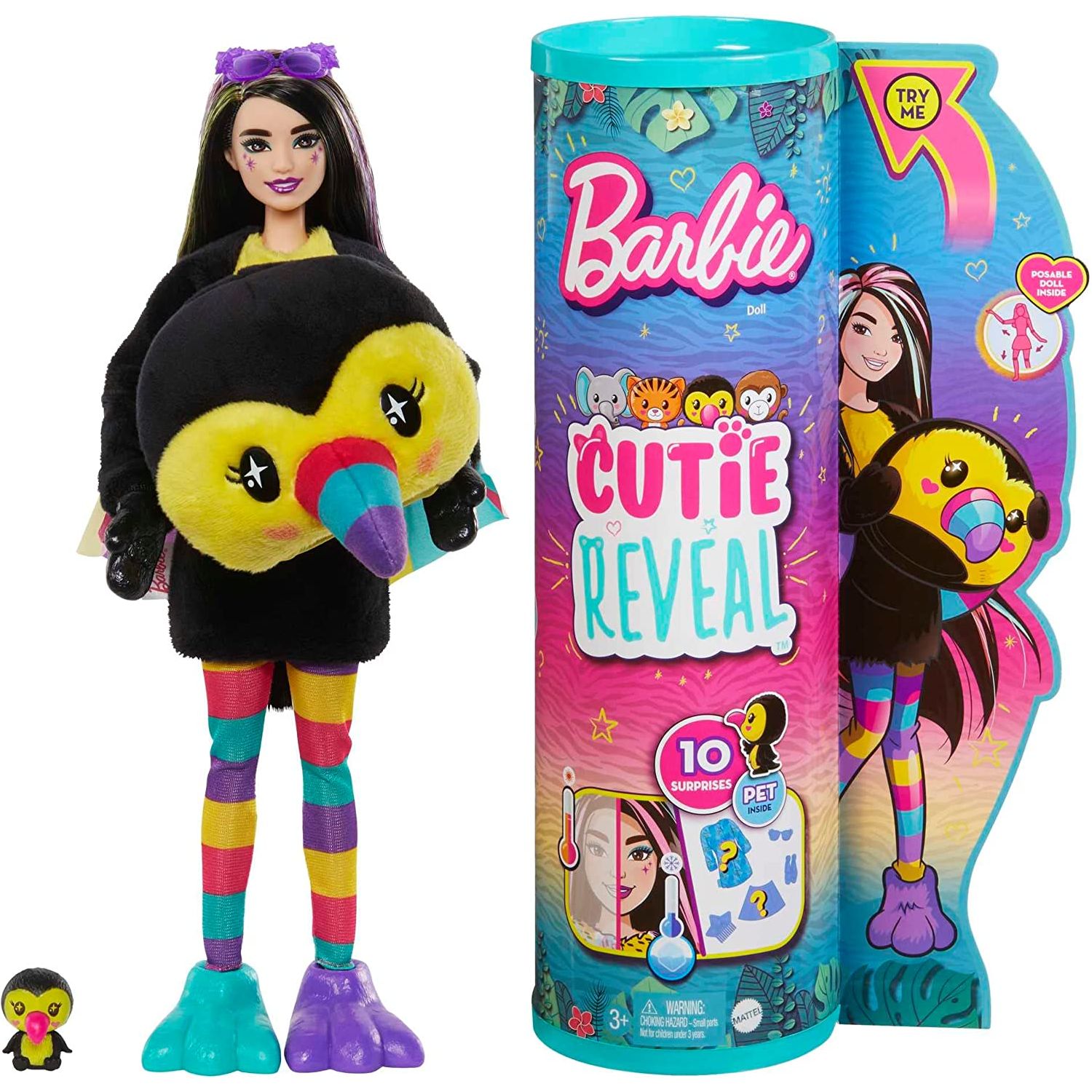 Barbie Dolls and Accessories, Cutie Reveal Doll with Tiger Plush Costume & 10 Surprises Including Color Change, Jungle Series, Cutie Reveal Doll with Monkey Plush Costume, Barbie Dolls and Accessories, Cutie Reveal Doll with Toucan Plush Costume & 10 Surprises Including Color Change, Jungle Series, official licensed barbie toy, barbie's iconic home, make your own, barbie doll, spencer doll, chelsey doll, barbie, skipper, barbie beach, barbie beach house, barbie beach house, barbie beach bungalow, barbie bea