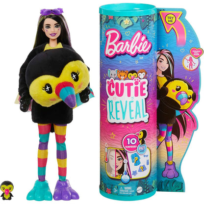 Barbie Dolls and Accessories, Cutie Reveal Doll with Tiger Plush Costume & 10 Surprises Including Color Change, Jungle Series, Cutie Reveal Doll with Monkey Plush Costume, Barbie Dolls and Accessories, Cutie Reveal Doll with Toucan Plush Costume & 10 Surprises Including Color Change, Jungle Series, official licensed barbie toy, barbie's iconic home, make your own, barbie doll, spencer doll, chelsey doll, barbie, skipper, barbie beach, barbie beach house, barbie beach house, barbie beach bungalow, barbie bea