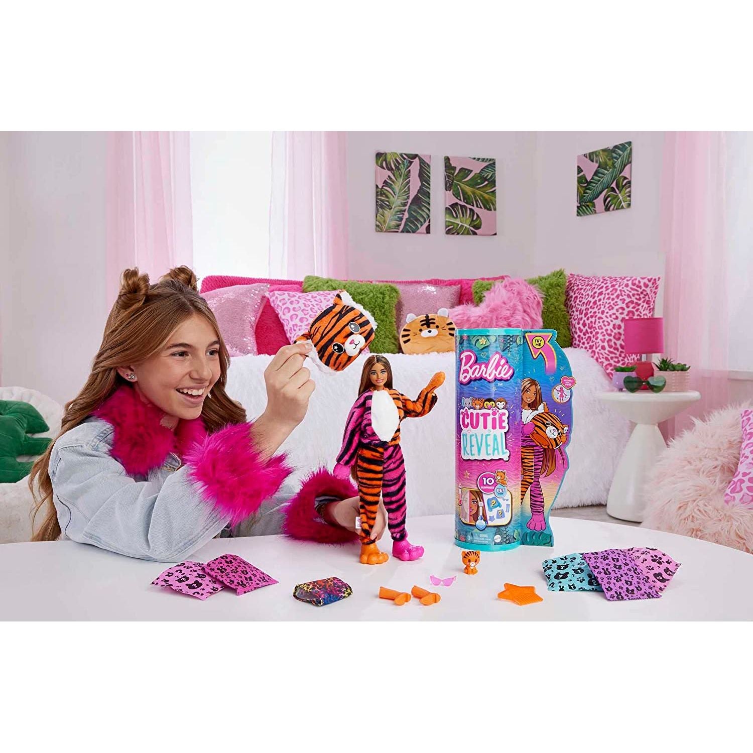 Barbie Dolls and Accessories, Cutie Reveal Doll with Tiger Plush Costume & 10 Surprises Including Color Change, Jungle Series, Cutie Reveal Doll with Monkey Plush Costume, Barbie Dolls and Accessories, Cutie Reveal Doll with Toucan Plush Costume & 10 Surprises Including Color Change, Jungle Series, official licensed barbie toy, barbie's iconic home, make your own, barbie doll, spencer doll, chelsey doll, barbie, skipper, barbie beach, barbie beach house, barbie beach house, barbie beach bungalow, barbie bea
