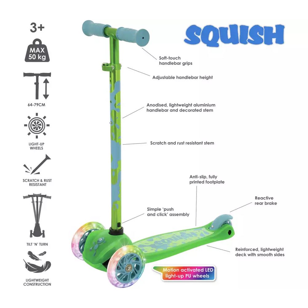 Squish Mini Flex LED Tilt Scooter Green
