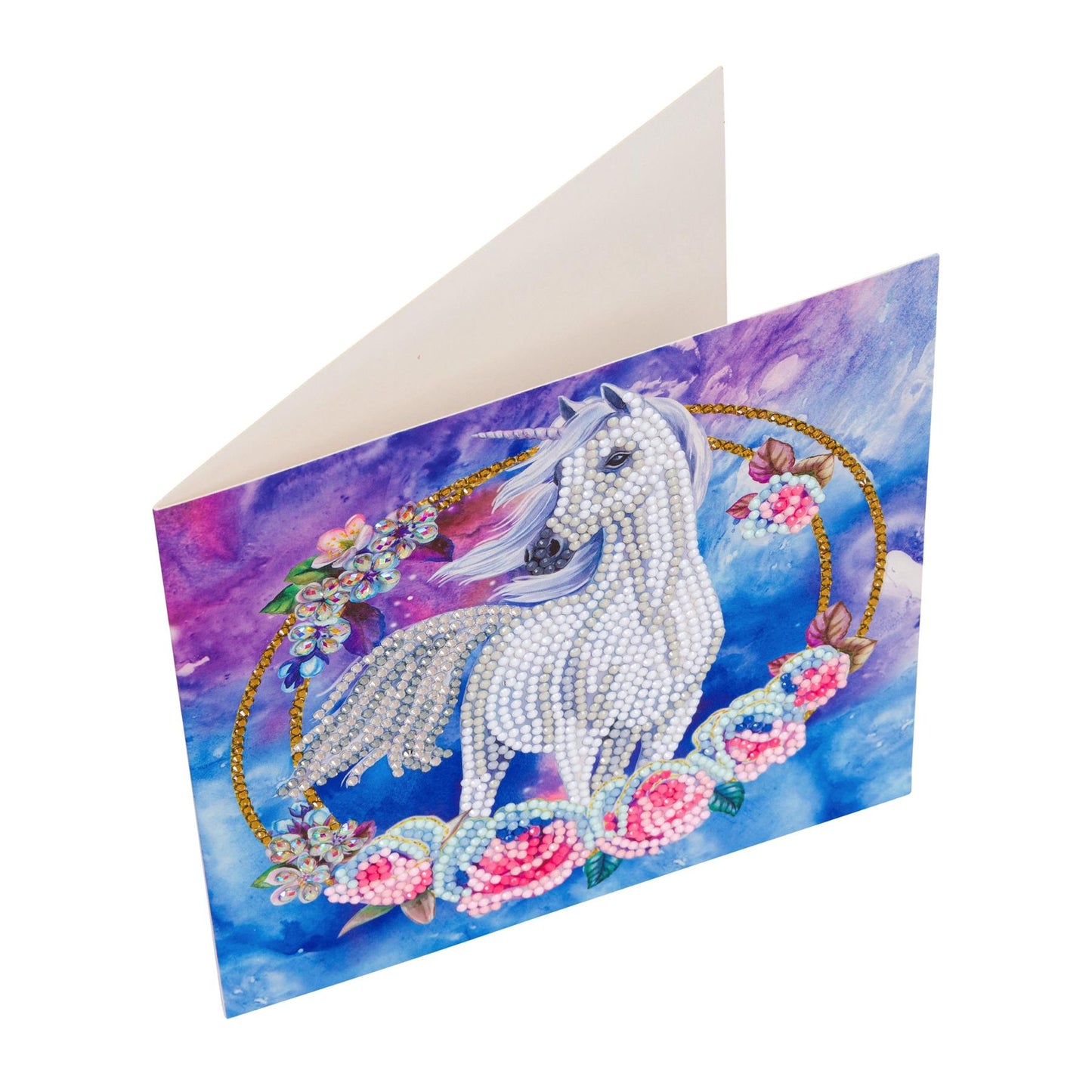 Unicorn Garland 18x18cm Crystal Art Card