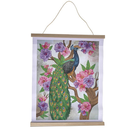 Peacock Peony 35x45cm Crystal Art Scroll