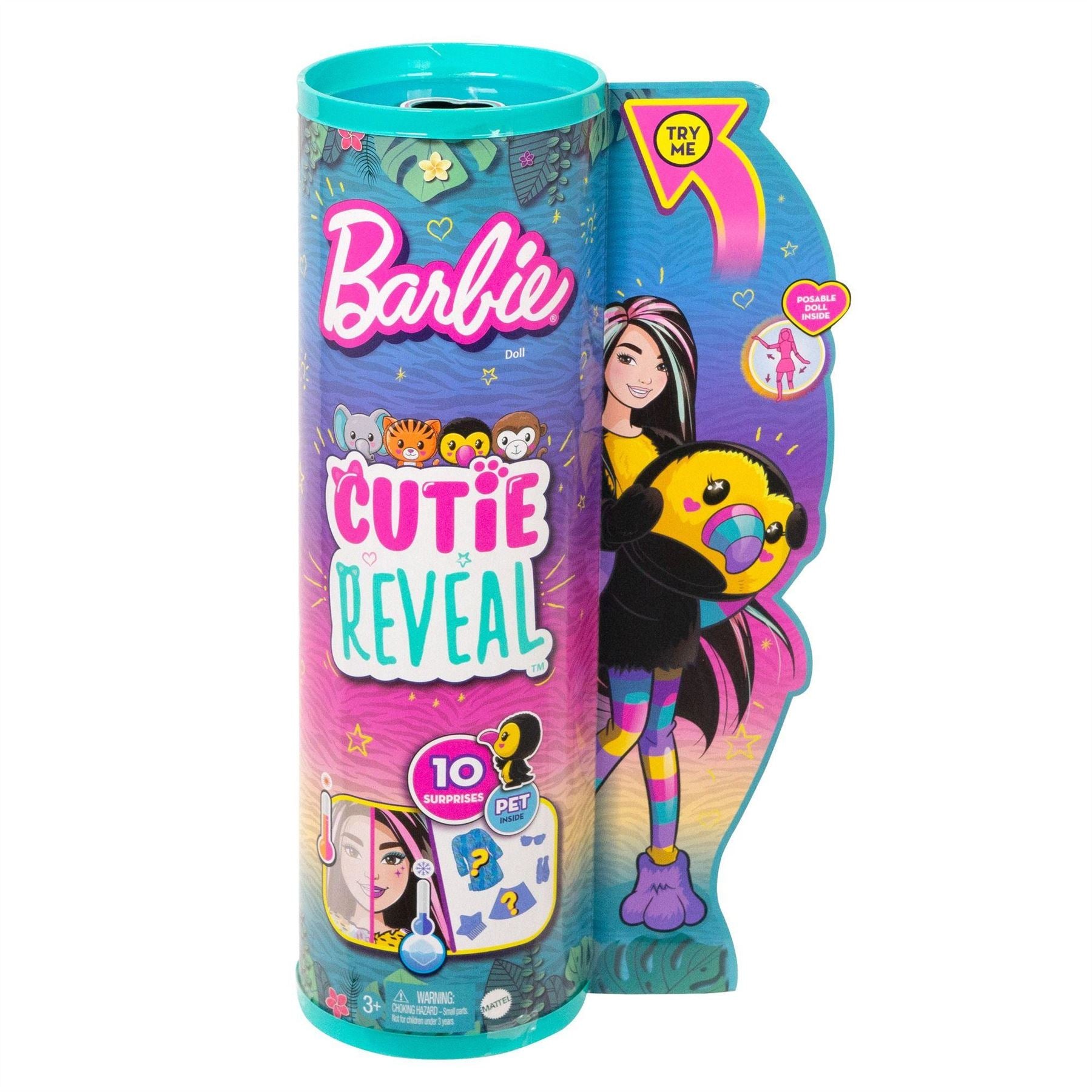 Barbie Dolls and Accessories, Cutie Reveal Doll with Tiger Plush Costume & 10 Surprises Including Color Change, Jungle Series, Cutie Reveal Doll with Monkey Plush Costume, Barbie Dolls and Accessories, Cutie Reveal Doll with Toucan Plush Costume & 10 Surprises Including Color Change, Jungle Series, official licensed barbie toy, barbie's iconic home, make your own, barbie doll, spencer doll, chelsey doll, barbie, skipper, barbie beach, barbie beach house, barbie beach house, barbie beach bungalow, barbie bea
