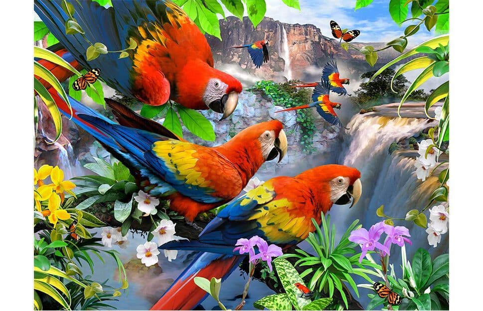Flight of the Macaws Parrots 1000 Pieces Jigsaw Puzzle UK