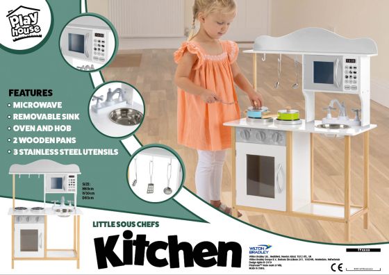 Little Sous ChefÃƒÂ¢Ã¢â€šÂ¬Ã¢â€žÂ¢s Kitchen, solid wood play kitchen and accessories, Encourages fun role play, Helps your child to build imagination skills. Toy Kitchen, Toy Kitchen accessories