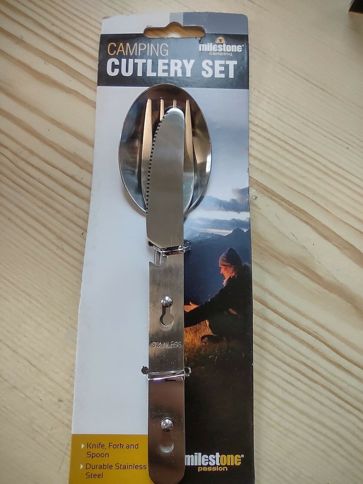 Milestone Camping Utensil Fork Knife Spoon Bottle Opener Cutlery Set