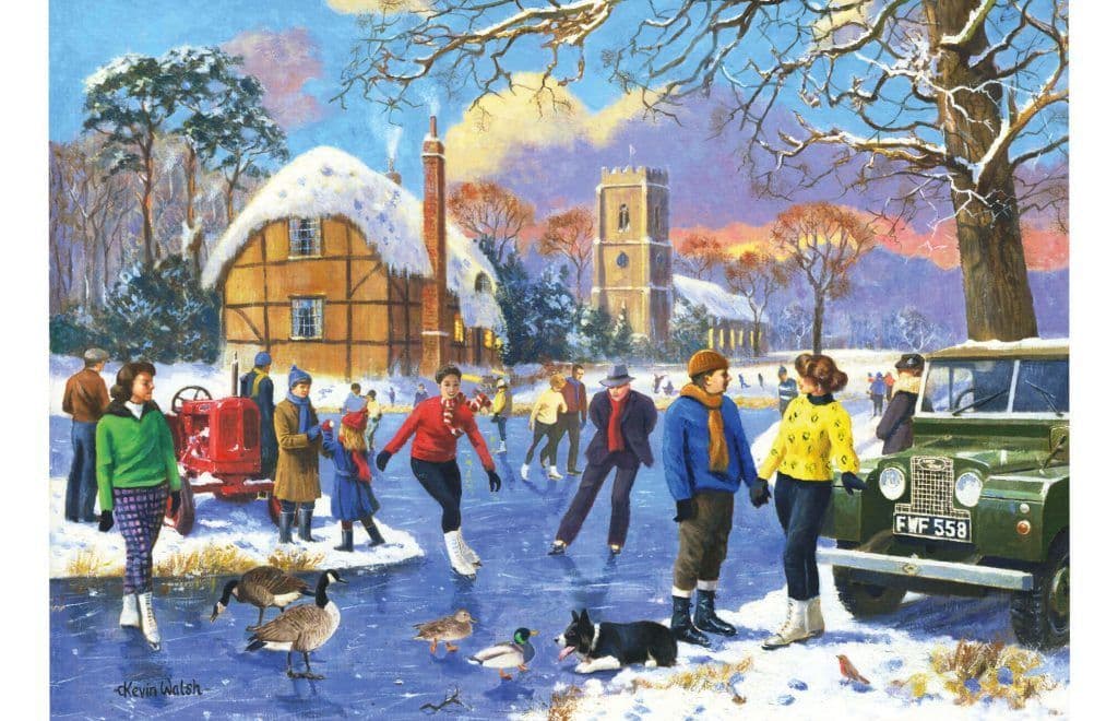 Nostalgia Collection Skating By The Church 1000 Pieces Jigsaw Puzzle