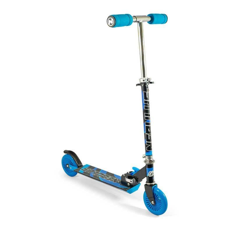 Ozbozz Nebulus Black Blue Chrome Finish Kids Children 2 Wheels Scooter