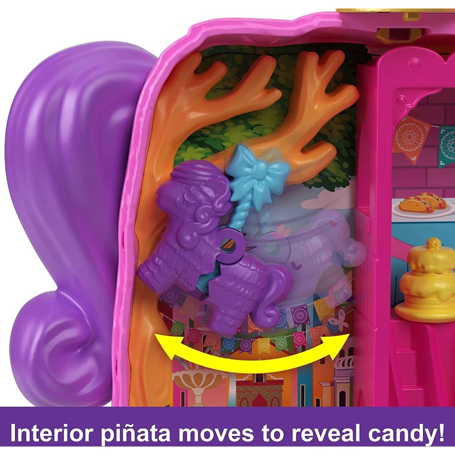 Polly Pocket Mini Toys, Piñata Party Compact Playset with 2 Micro Dolls and 14 Accessories, Pocket World Travel Toys with Surprise Reveals,