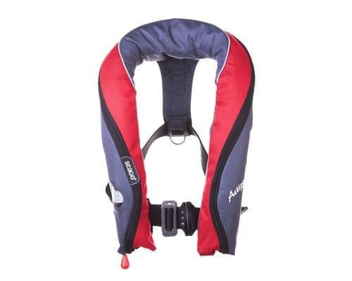 Seago Active 190N Lifejacket PRO SENSOR Automatic with Harness Light Hood Navy Red