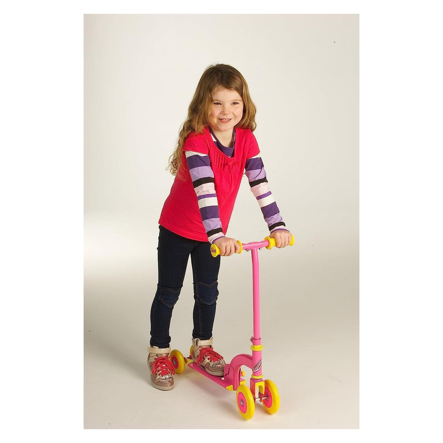 Ozbozz Kids Children Girls Pink My First Folding Push Scooter 4 Wheels