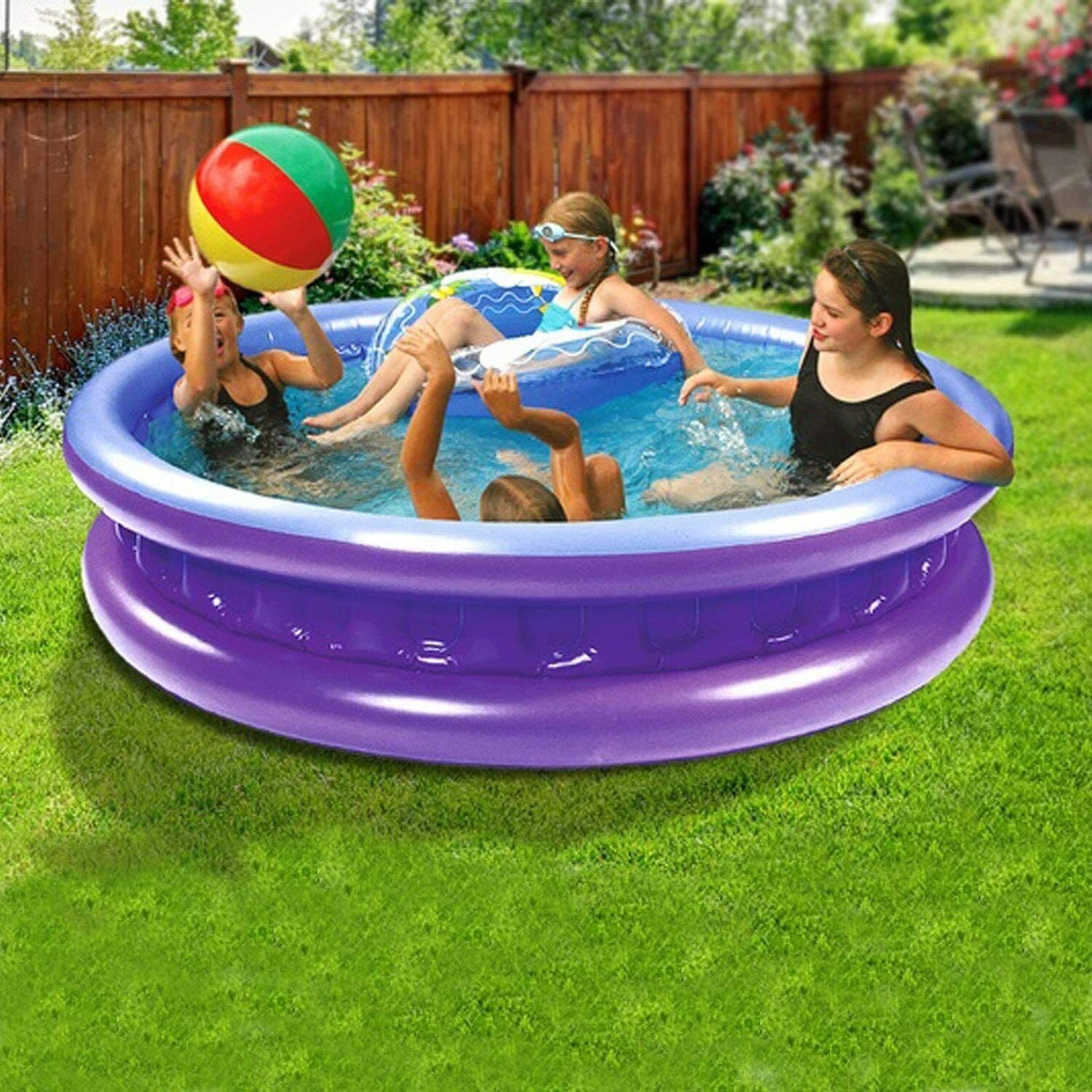 72" Round Waffle Outdoor Paddling Pool