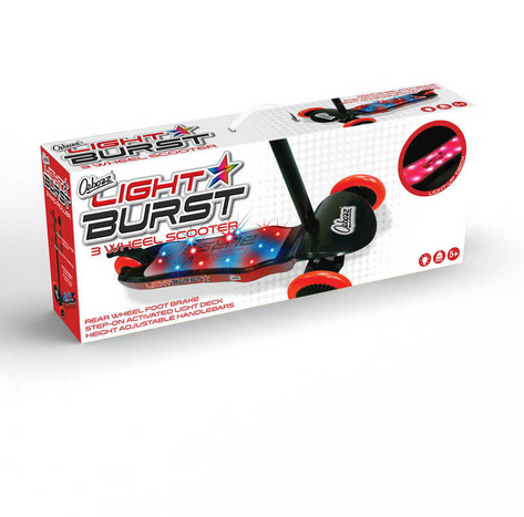 Ozbozz Kids Girls Boys 3 Wheel Tri LED Light Burst Handle Adjustable Scooter