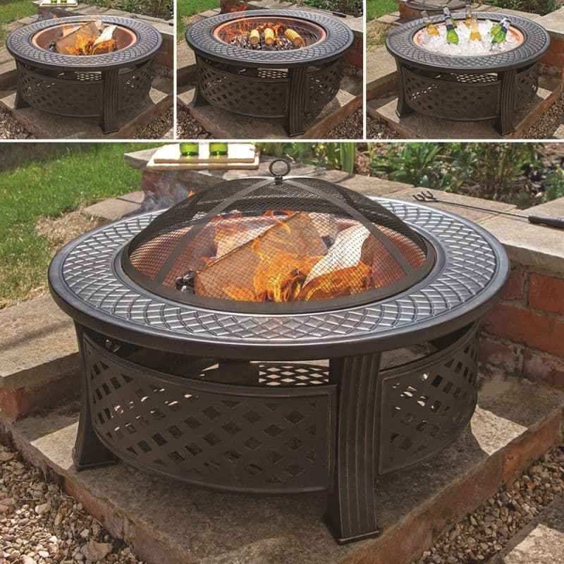 Copper Round Steel Garden Patio Firepit Log Burner Bbq