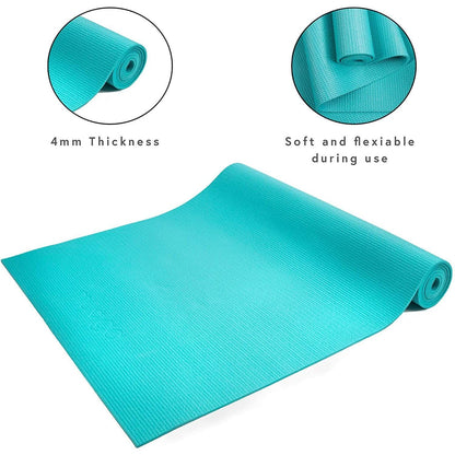 Entry Level Turquoise Yoga Mat Exercise Fitness Mat 173 x 61cm