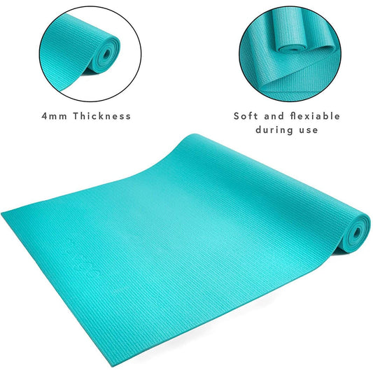 Entry Level Turquoise Yoga Mat Exercise Fitness Mat 173 x 61cm