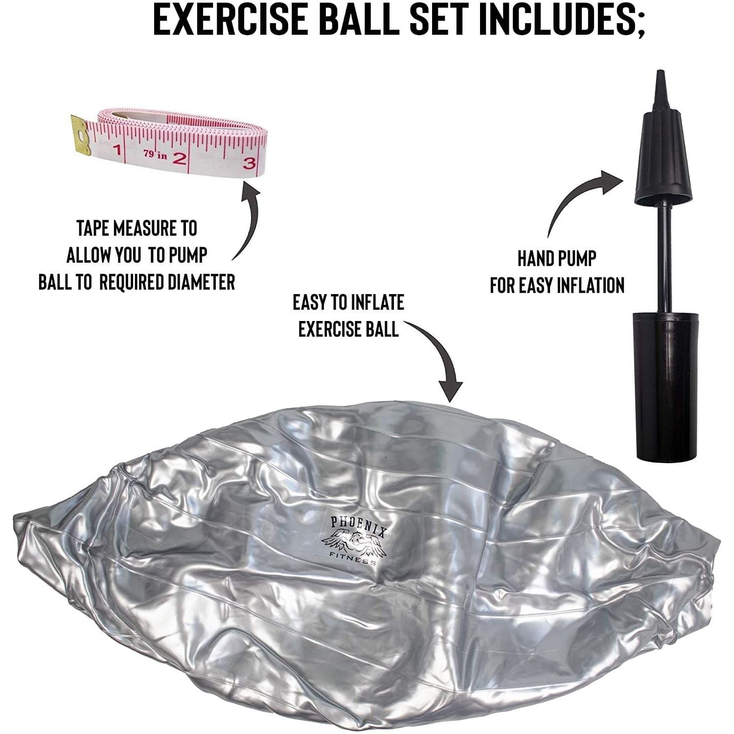 Fitness Ball Unisex Exercise Ball With Pump Grey