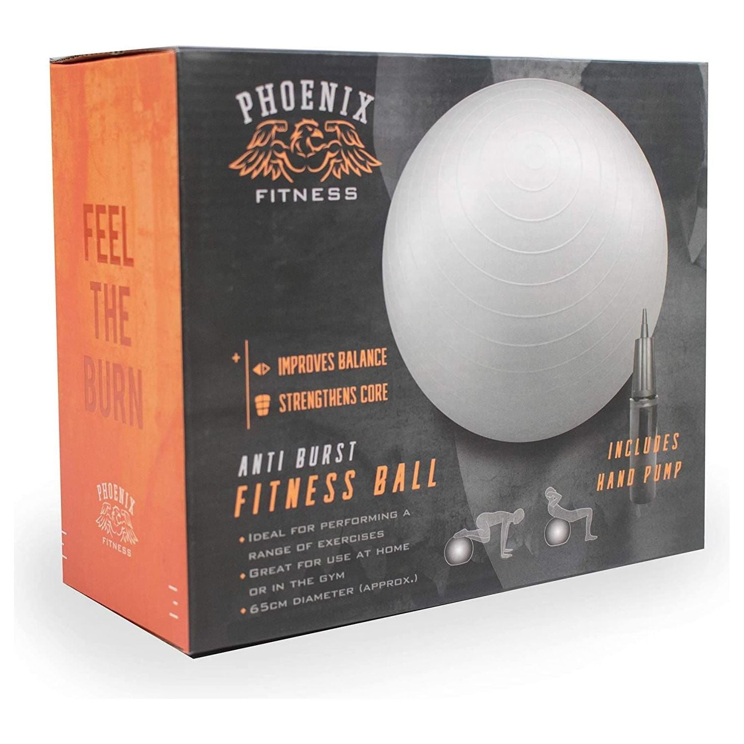 Fitness Ball Unisex Exercise Ball With Pump Grey