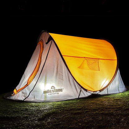 Milestone Camping 2 Man Festival Pop Up Tent Orange and Grey